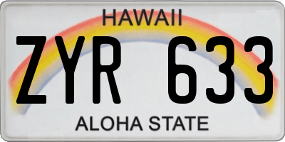 HI license plate ZYR633