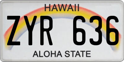 HI license plate ZYR636