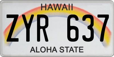 HI license plate ZYR637