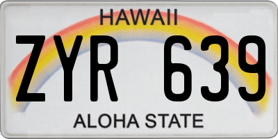 HI license plate ZYR639