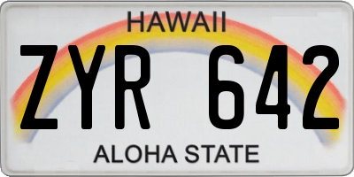 HI license plate ZYR642