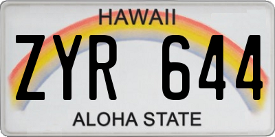 HI license plate ZYR644