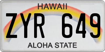 HI license plate ZYR649