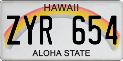 HI license plate ZYR654