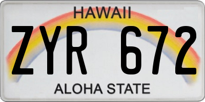 HI license plate ZYR672