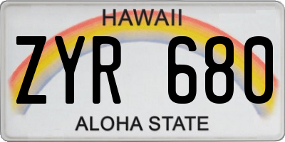 HI license plate ZYR680