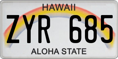 HI license plate ZYR685