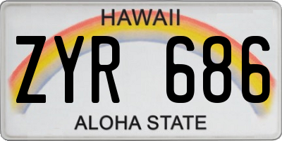 HI license plate ZYR686