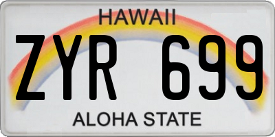 HI license plate ZYR699