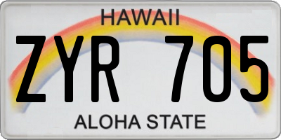 HI license plate ZYR705