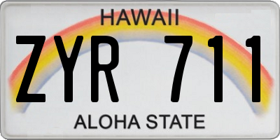 HI license plate ZYR711