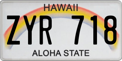 HI license plate ZYR718