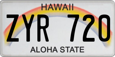 HI license plate ZYR720