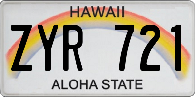 HI license plate ZYR721