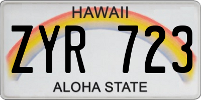 HI license plate ZYR723