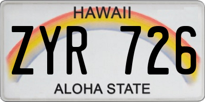 HI license plate ZYR726