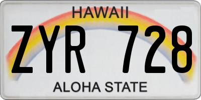 HI license plate ZYR728