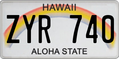 HI license plate ZYR740