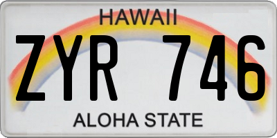 HI license plate ZYR746
