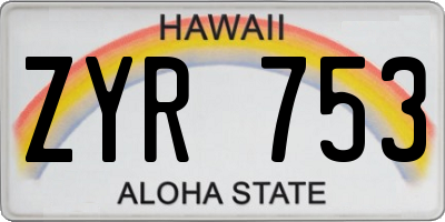 HI license plate ZYR753
