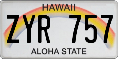 HI license plate ZYR757