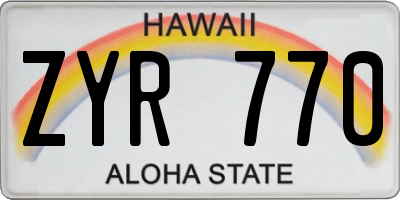 HI license plate ZYR770
