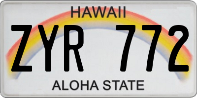 HI license plate ZYR772