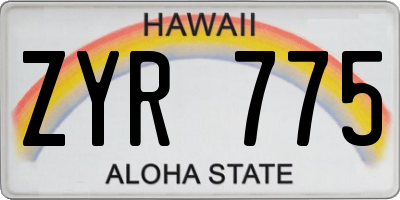 HI license plate ZYR775