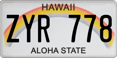 HI license plate ZYR778