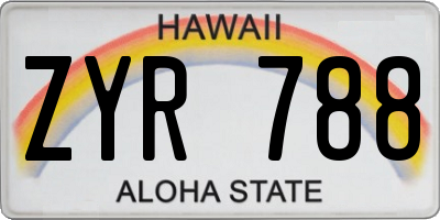 HI license plate ZYR788