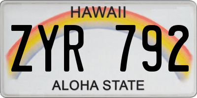 HI license plate ZYR792