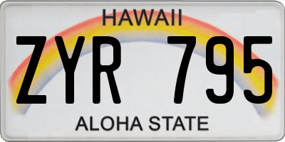 HI license plate ZYR795