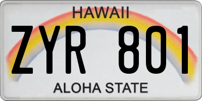 HI license plate ZYR801