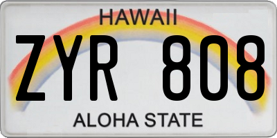 HI license plate ZYR808