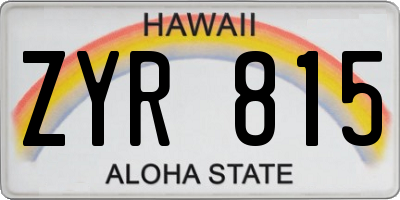 HI license plate ZYR815