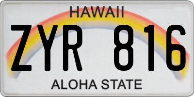 HI license plate ZYR816