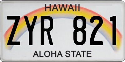 HI license plate ZYR821