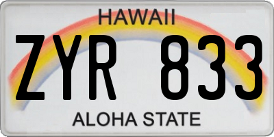 HI license plate ZYR833