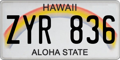 HI license plate ZYR836