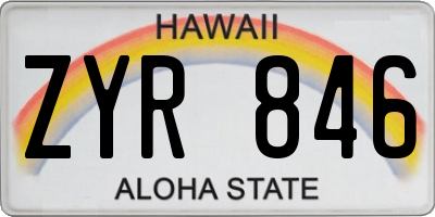 HI license plate ZYR846