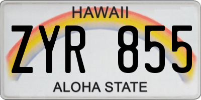 HI license plate ZYR855