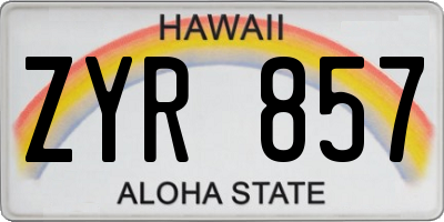 HI license plate ZYR857