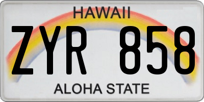 HI license plate ZYR858