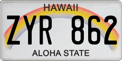 HI license plate ZYR862