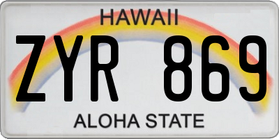 HI license plate ZYR869