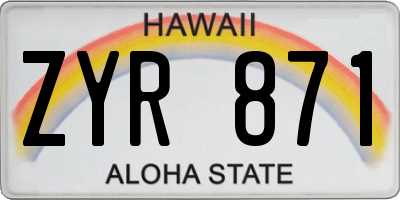 HI license plate ZYR871