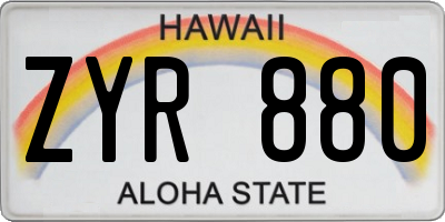 HI license plate ZYR880