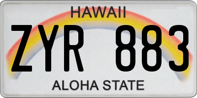 HI license plate ZYR883