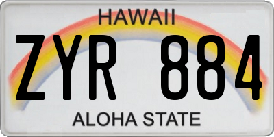 HI license plate ZYR884