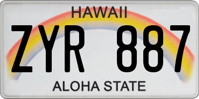 HI license plate ZYR887